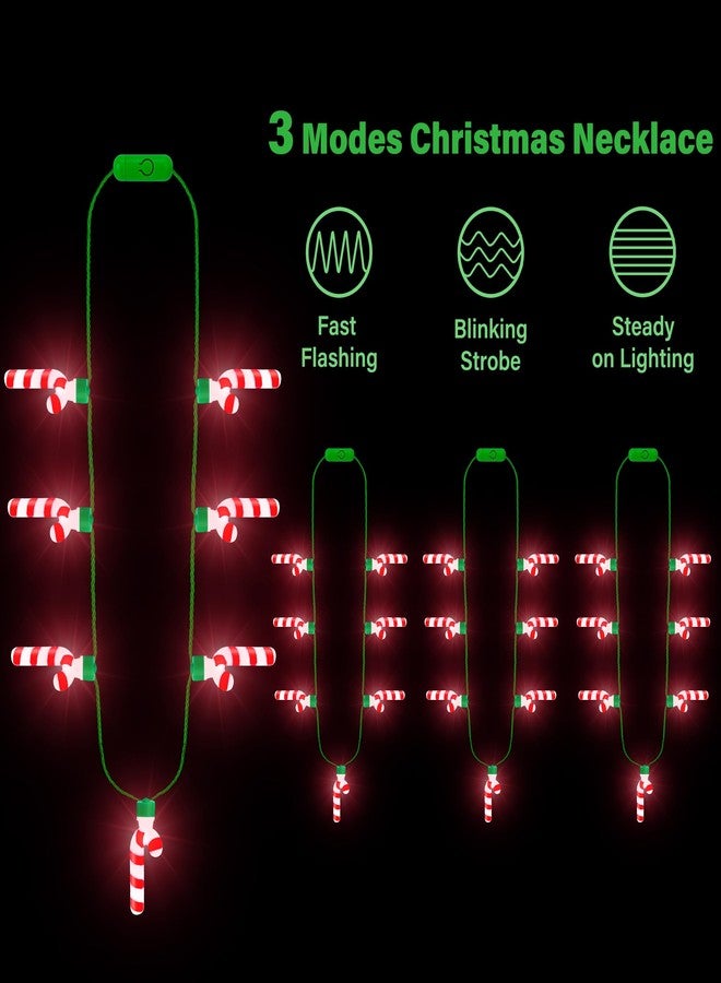 EOBOH Christmas Accessories, 6PCS Light Up Candy Cane Necklace, 3D Light Necklace with 7 Candy Cane Pendants, 3 Modes for Ugly Sweater, New Year, Bulk - Image 3